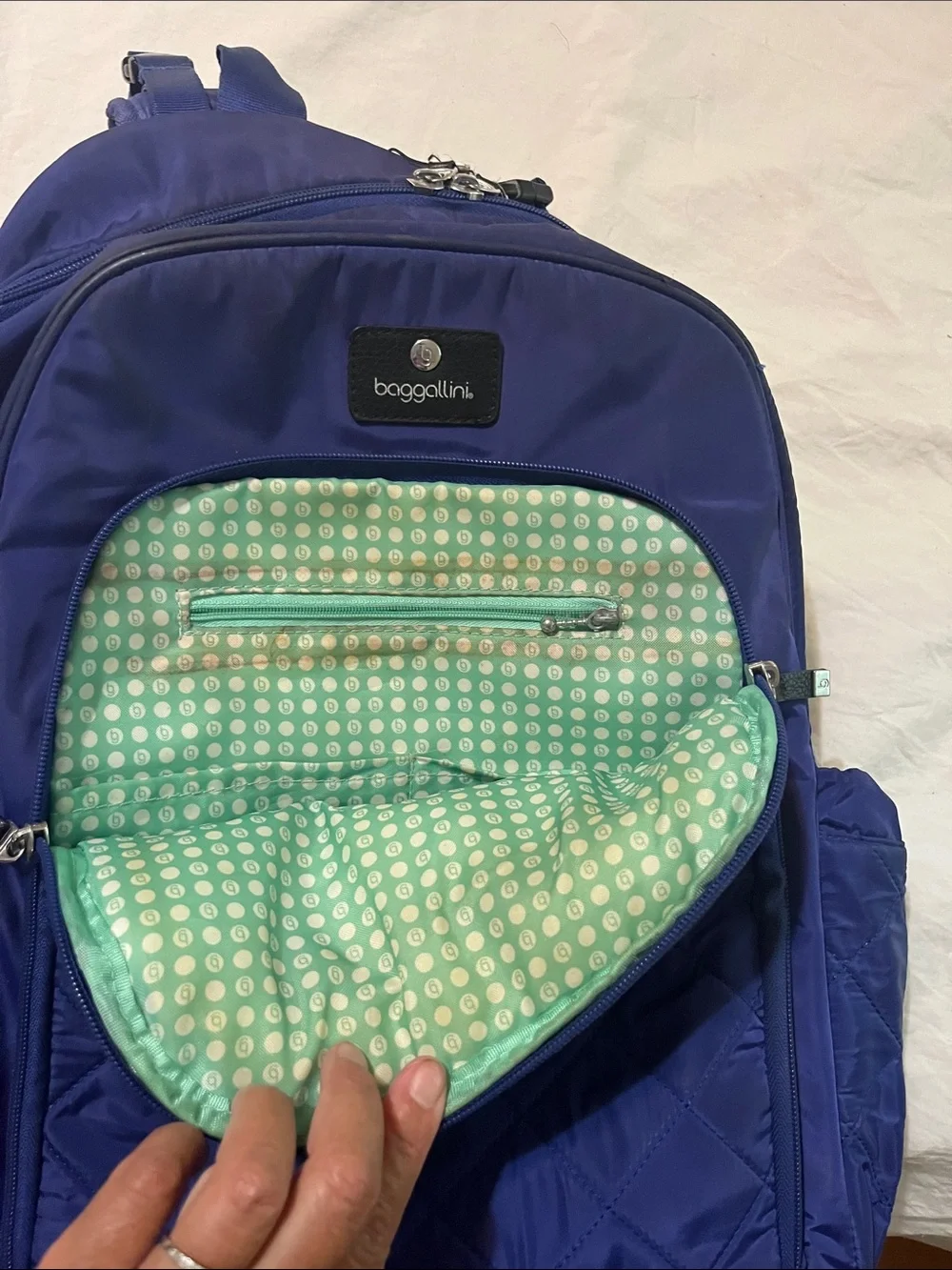 Baggallini Quilted Nylon Backpack Diaper Bag - Royal Blue